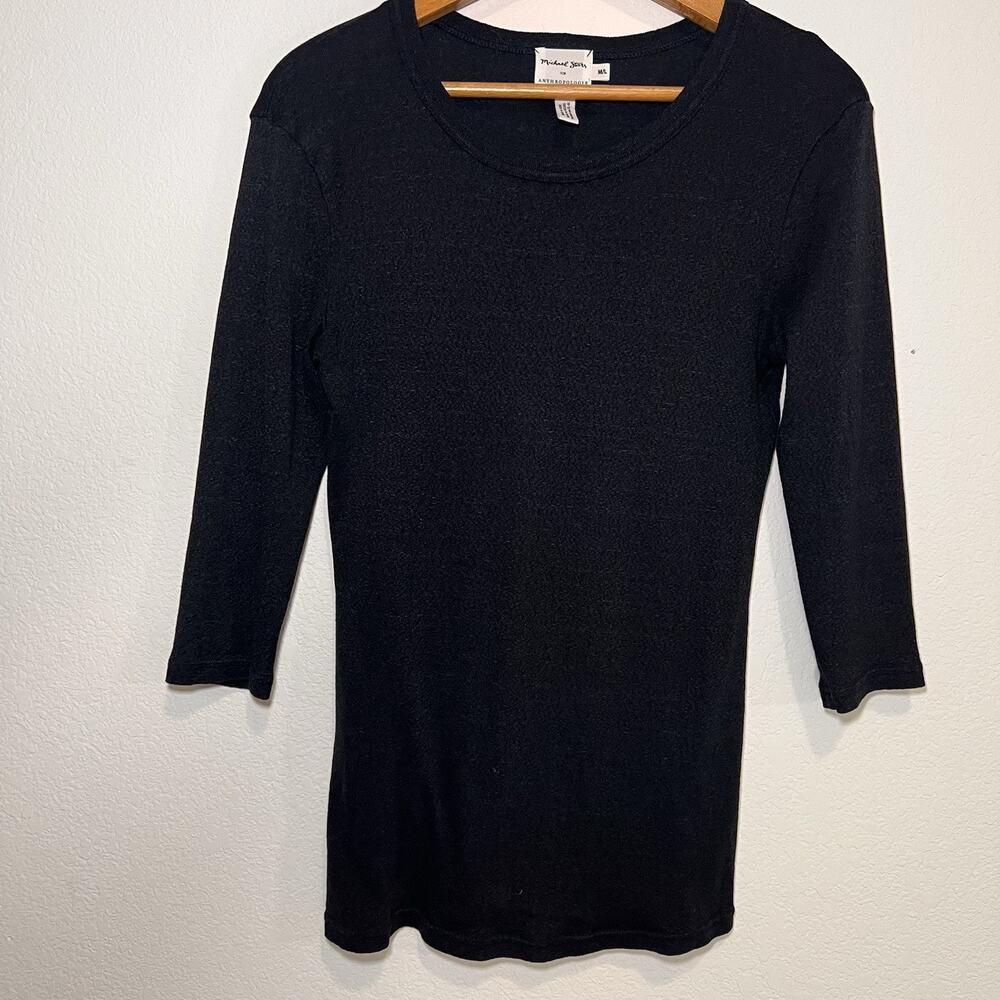 MICHAEL STARS Anthropologie Top Womens Size M/L Black 3/4 Sleeves Minimalist USA